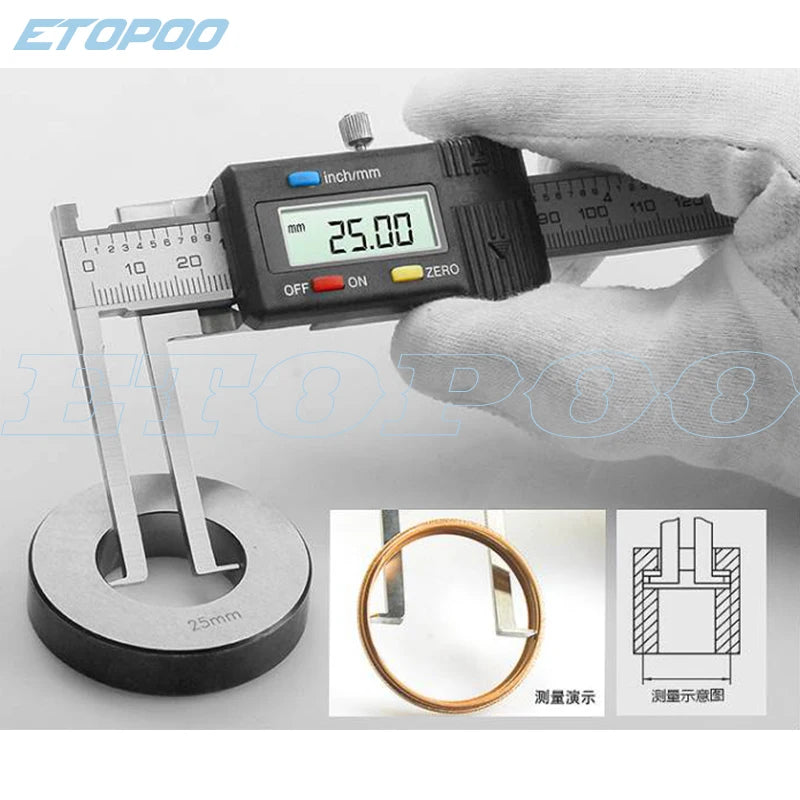 Digital Inside Groove Caliper 10–150mm — Knife Edge, 0.01mm Precision