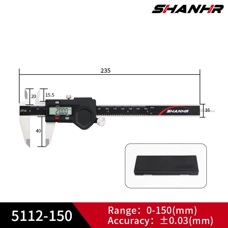 Hardened Stainless Steel Digital Caliper — 0.03mm Accuracy, Multiple Sizes