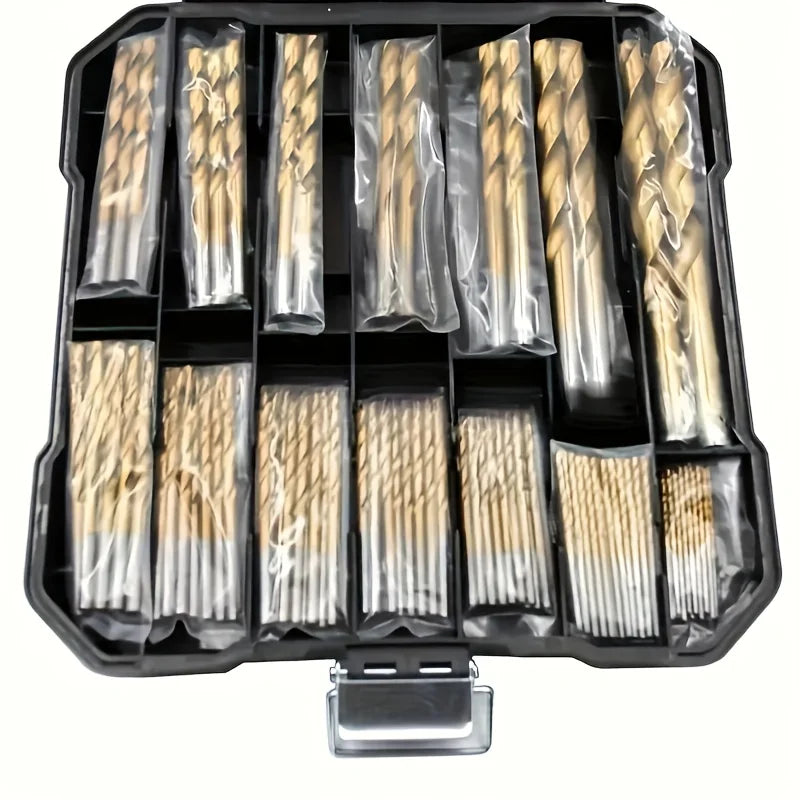 99-Piece HSS Titanium Drill Bit Set — Metal, Wood & Plastic