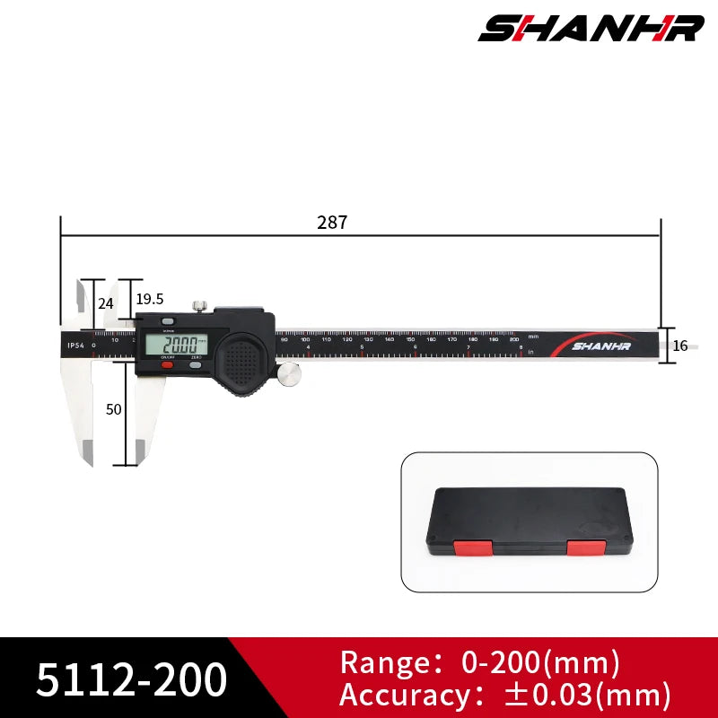 Hardened Stainless Steel Digital Caliper — 0.03mm Accuracy, Multiple Sizes