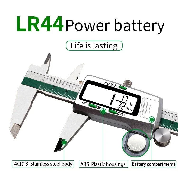 Digital Vernier Caliper 150mm — Fraction/MM/Inch, 0.01mm Precision