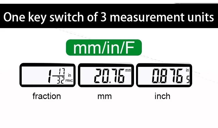 Digital Vernier Caliper 150mm — Fraction/MM/Inch, 0.01mm Precision