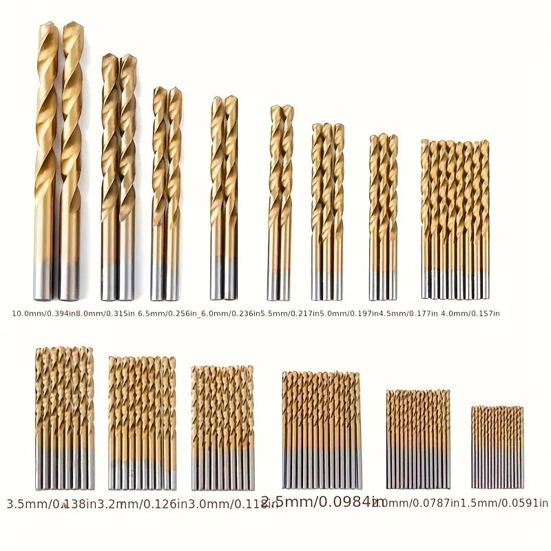 99-Piece HSS Titanium Drill Bit Set — Metal, Wood & Plastic