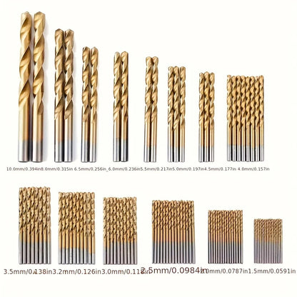 99-Piece HSS Titanium Drill Bit Set — Metal, Wood & Plastic