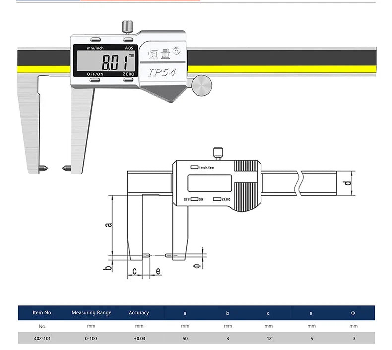 Digital Brake Disc & Groove Caliper — CE Certified, 0.01mm Precision
