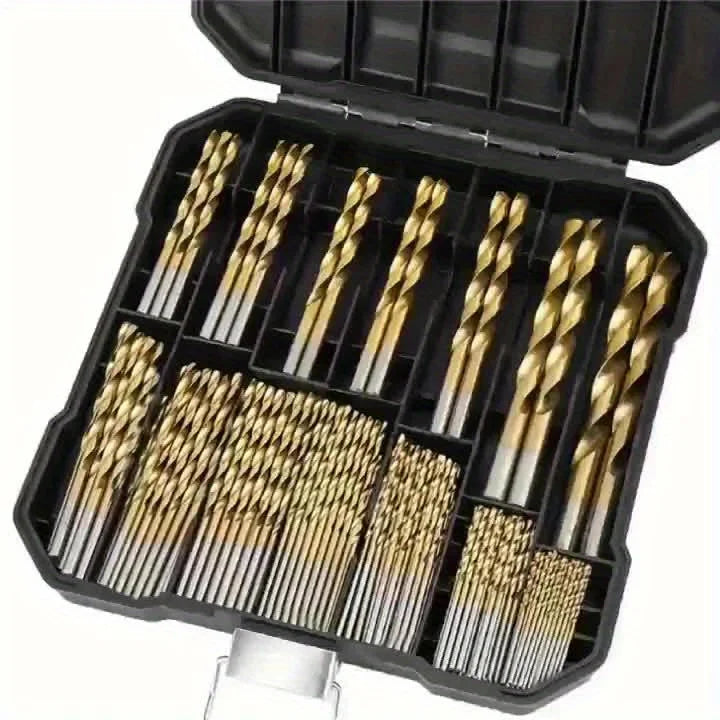 99-Piece HSS Titanium Drill Bit Set — Metal, Wood & Plastic